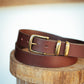 The Real McCaul Leathergoods Belts Antique Brass / 30” (77cm) Standard 35mm Belt - Double Keeper - Cognac Australian Made Australian Owned Genuine Cowhide Leather Belt - Handmade in Australia