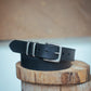 The Real McCaul Leathergoods Belts Classic Dress Belt 38mm - Stainless Steel - Black Australian Made Australian Owned Australian Made Solid Leather Full Grain Rancher Belt- Black