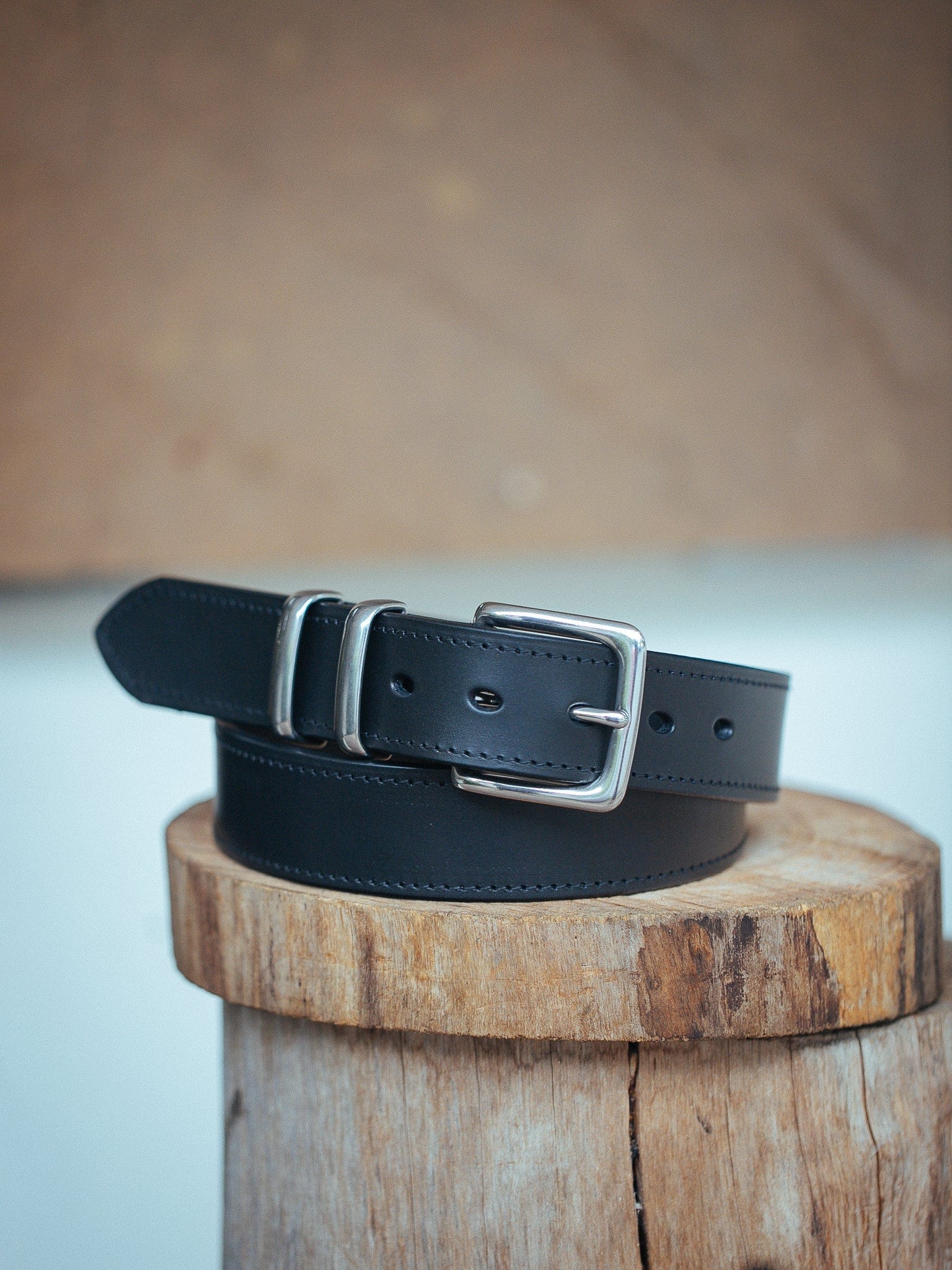 The Real McCaul Leathergoods Belts Classic Dress Belt 38mm - Stainless Steel - Black Australian Made Australian Owned Australian Made Solid Leather Full Grain Rancher Belt- Black