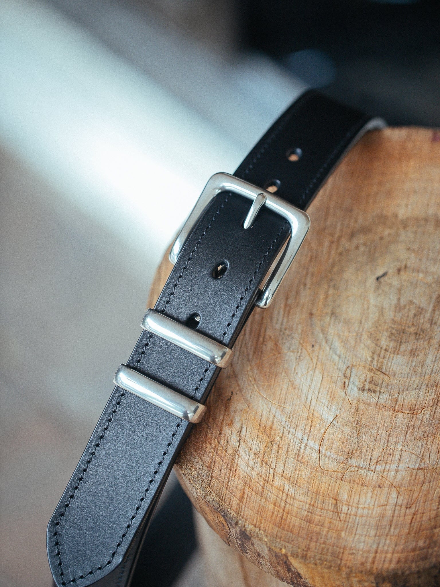 The Real McCaul Leathergoods Belts Classic Dress Belt 38mm - Stainless Steel - Black Australian Made Australian Owned Australian Made Solid Leather Full Grain Rancher Belt- Black