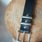 The Real McCaul Leathergoods Belts Classic Dress Belt 38mm - Stainless Steel - Black Australian Made Australian Owned Australian Made Solid Leather Full Grain Rancher Belt- Black