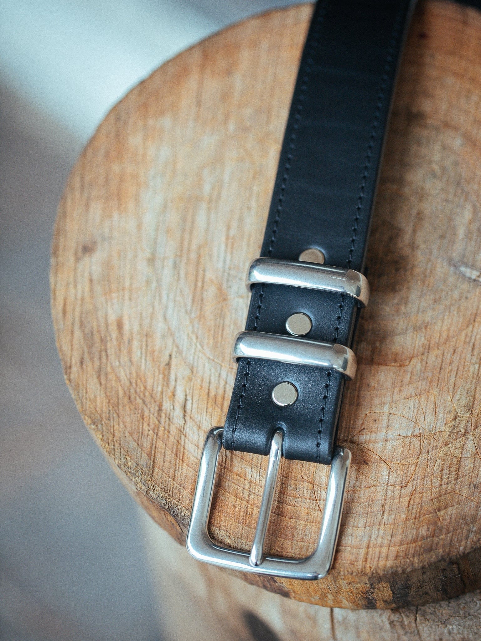 The Real McCaul Leathergoods Belts Classic Dress Belt 38mm - Stainless Steel - Black Australian Made Australian Owned Australian Made Solid Leather Full Grain Rancher Belt- Black