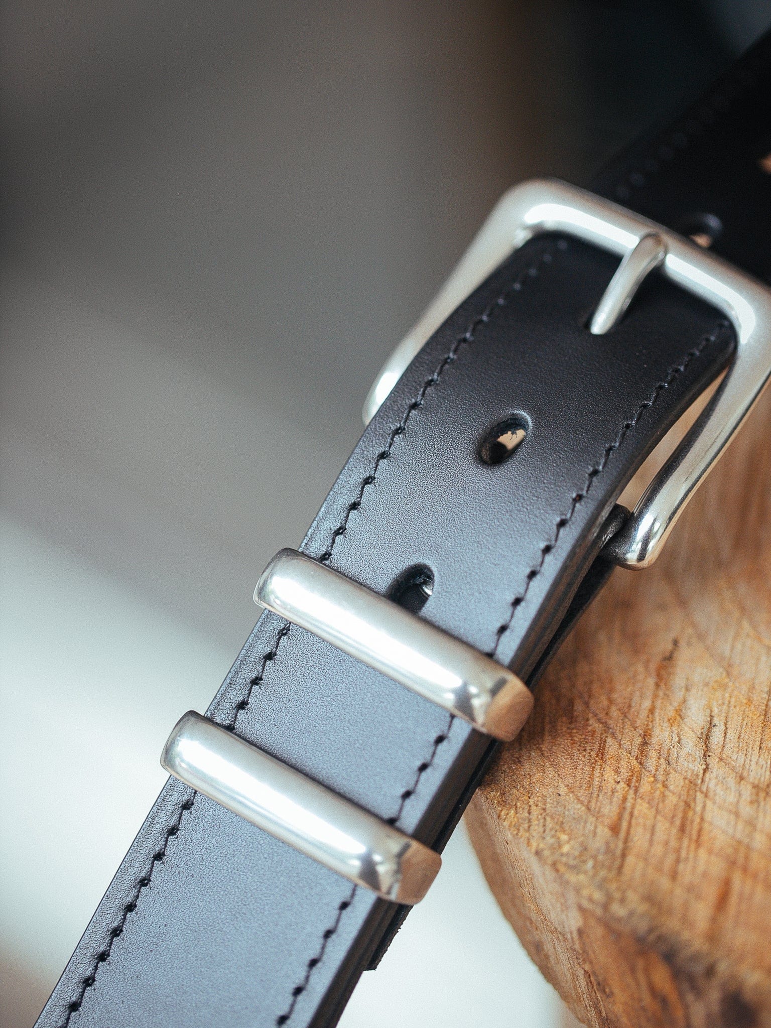 The Real McCaul Leathergoods Belts Classic Dress Belt 38mm - Stainless Steel - Black Australian Made Australian Owned Australian Made Solid Leather Full Grain Rancher Belt- Black