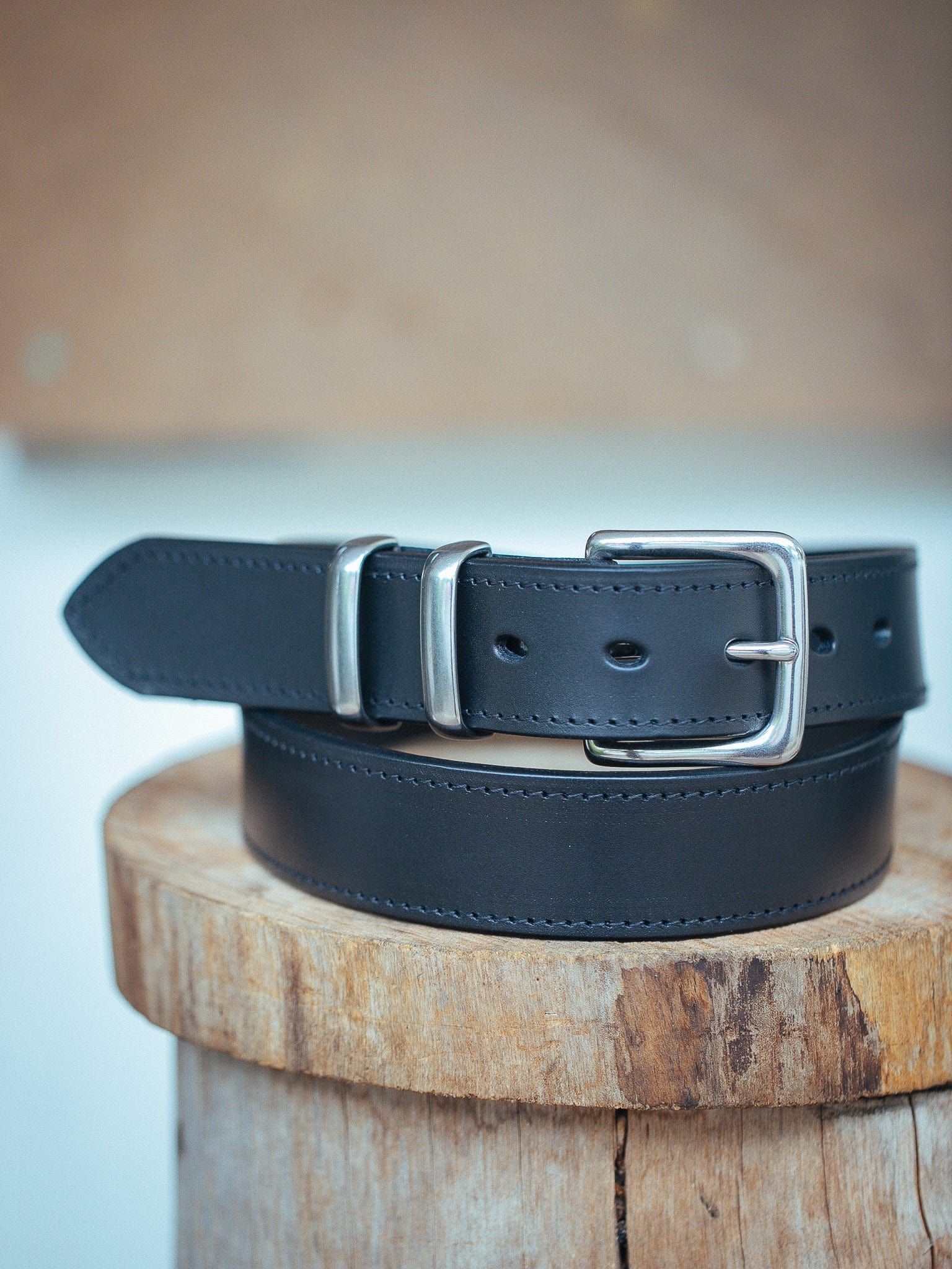 The Real McCaul Leathergoods Belts Classic Dress Belt 38mm - Stainless Steel - Black Australian Made Australian Owned Australian Made Solid Leather Full Grain Rancher Belt- Black