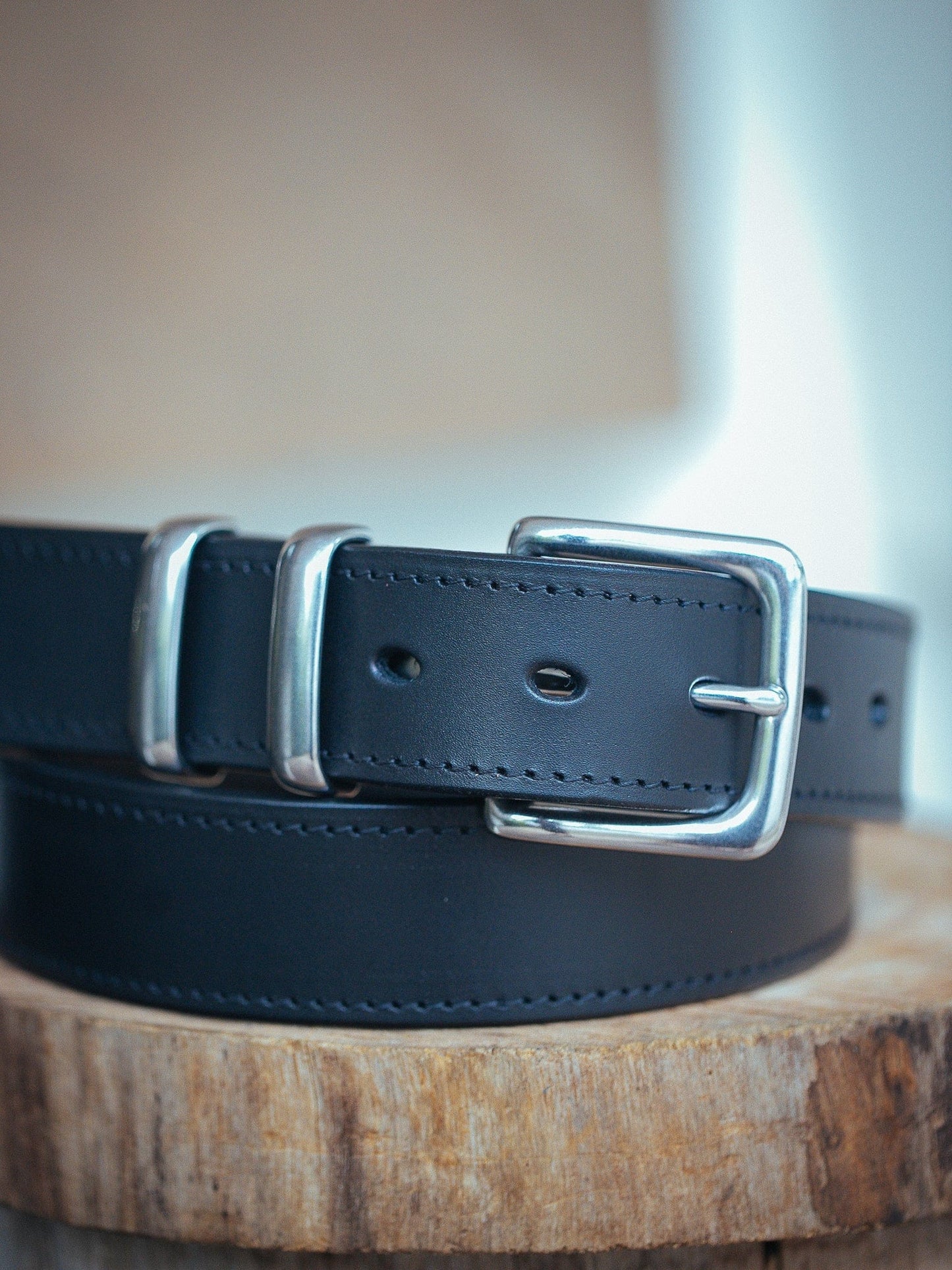 The Real McCaul Leathergoods Belts Classic Dress Belt 38mm - Stainless Steel - Black Australian Made Australian Owned Australian Made Solid Leather Full Grain Rancher Belt- Black