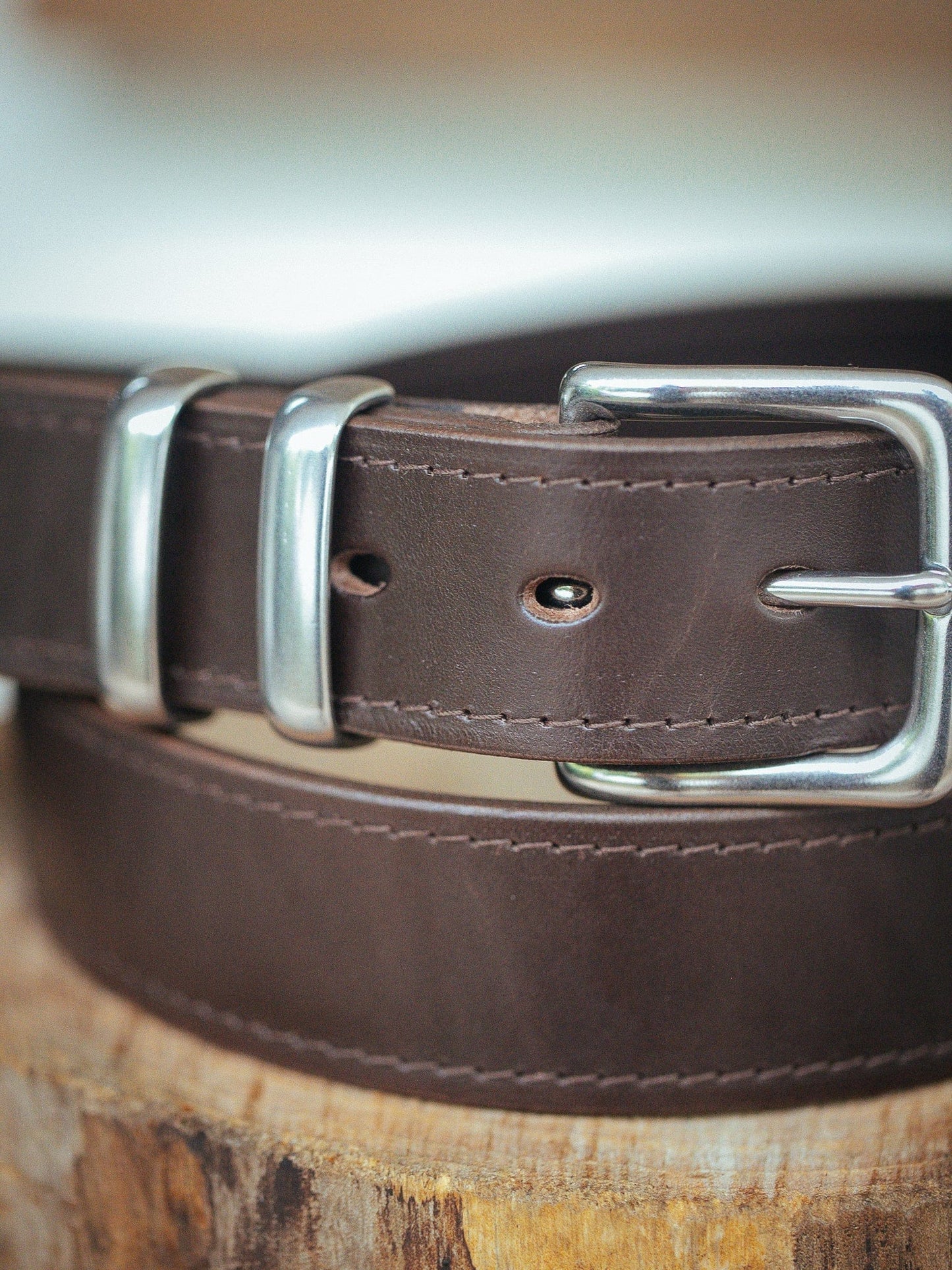 The Real McCaul Leathergoods Belts Classic Dress Belt 38mm - Stainless Steel - Dark Brown Australian Made Australian Owned Australian Made Solid Leather Full Grain Rancher Belt- Black