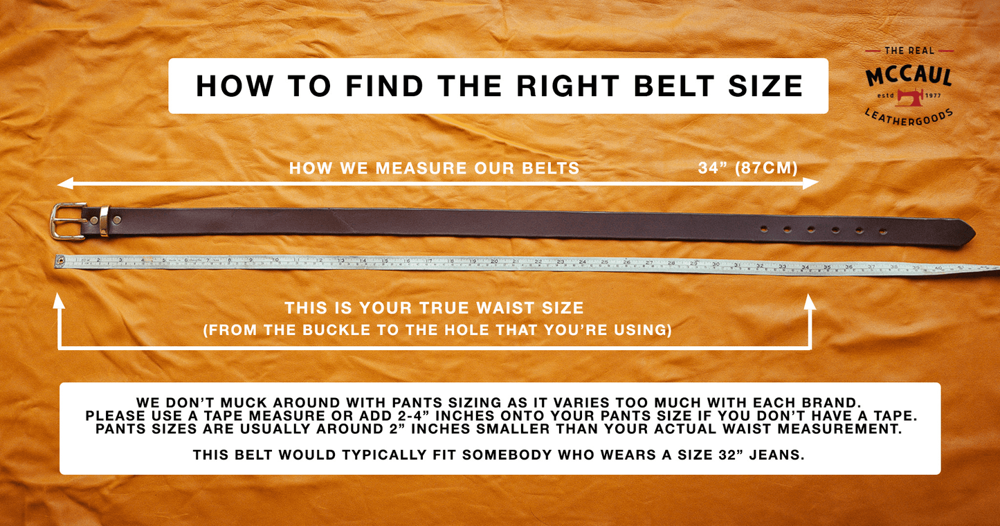 The Real McCaul Leathergoods Belts Deluxe Rancher Belt 32mm - Natural Australian Made Australian Owned Australian Made Solid Leather Full Grain Rancher Belt- Black
