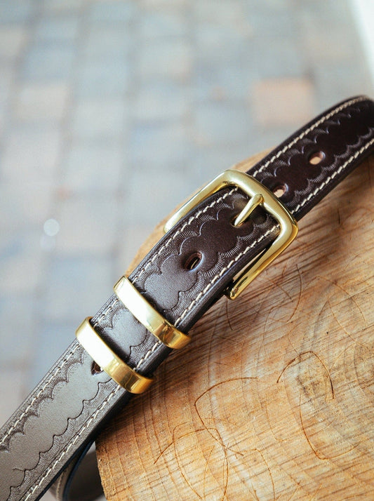 The Real McCaul Leathergoods Belts Gold / 28" (71cm) Deluxe Rancher Belt 32mm - Dark Brown Australian Made Australian Owned Australian Made Solid Leather Full Grain Rancher Belt- Black