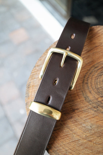 The Real McCaul Leathergoods Belts Gold / 30” (77cm) Standard 38mm Belt - Dark Brown Australian Made Australian Owned Solid Leather Men's Belt - Handmade in Australia - Brass Buckle