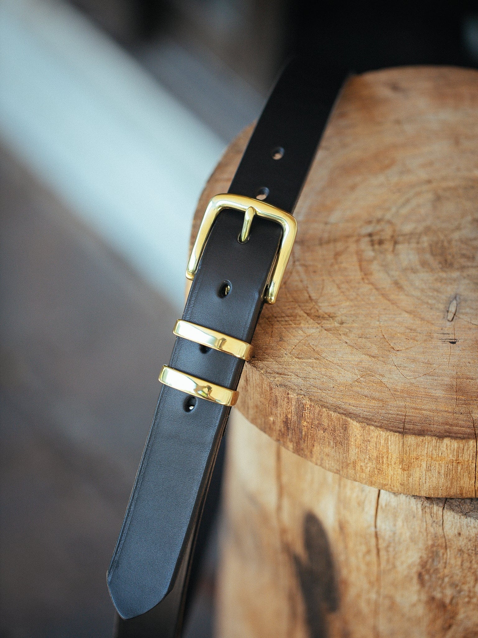 The Real McCaul Leathergoods Belts Gold / 48" (122cm) Standard 32mm Belt- Double Keeper - Black Australian Made Australian Owned Solid Leather Men's Belt - Handmade in Australia - Brass Buckle