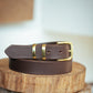 The Real McCaul Leathergoods Belts Gold / 48" (122cm) Standard 32mm Belt- Double Keeper - Dark Brown Australian Made Australian Owned Solid Leather Men's Belt - Handmade in Australia - Brass Buckle