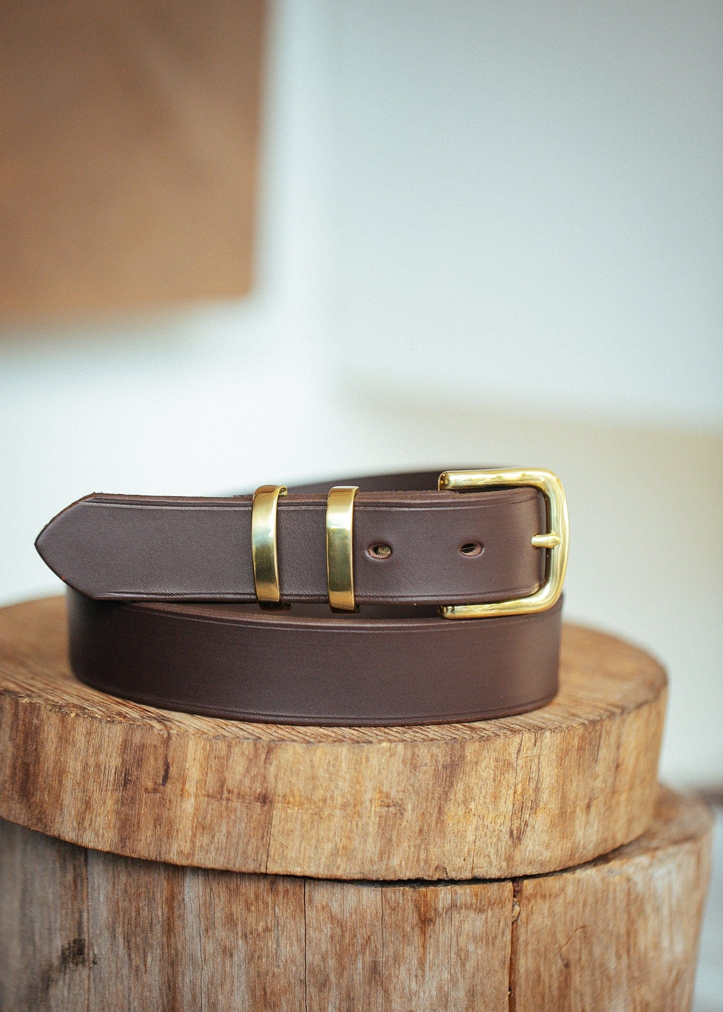 The Real McCaul Leathergoods Belts Gold / 48" (122cm) Standard 32mm Belt- Double Keeper - Dark Brown Australian Made Australian Owned Solid Leather Men's Belt - Handmade in Australia - Brass Buckle