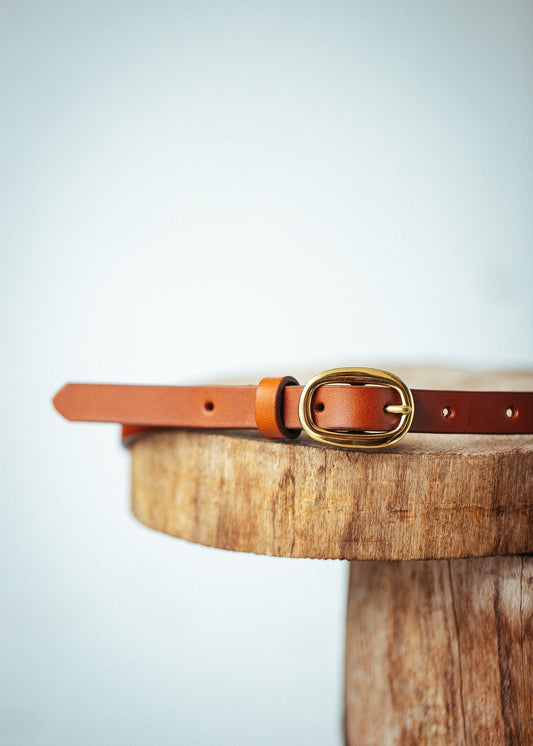 The Real McCaul Leathergoods Belts Narrow 15mm Belt - Tan Australian Made Australian Owned Leather Narrow Belt Made In Australia - 20mm  - Tan