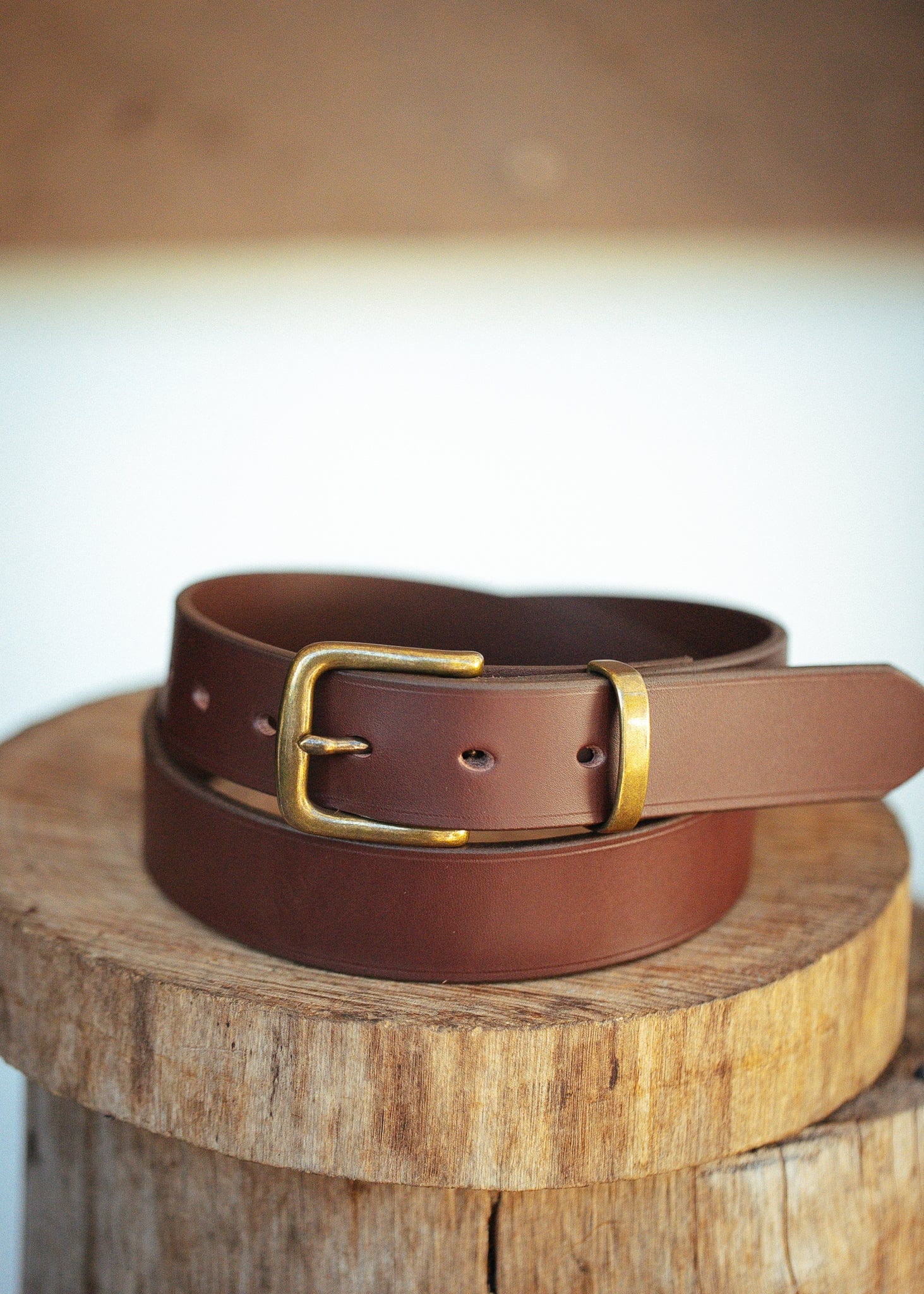 The Real McCaul Leathergoods Belts Plain 32mm Belt - Cognac Australian Made Australian Owned Solid Leather Men's Belt - Handmade in Australia - Brass Buckle