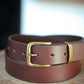 The Real McCaul Leathergoods Belts Plain 32mm Belt - Cognac Australian Made Australian Owned Solid Leather Men's Belt - Handmade in Australia - Brass Buckle