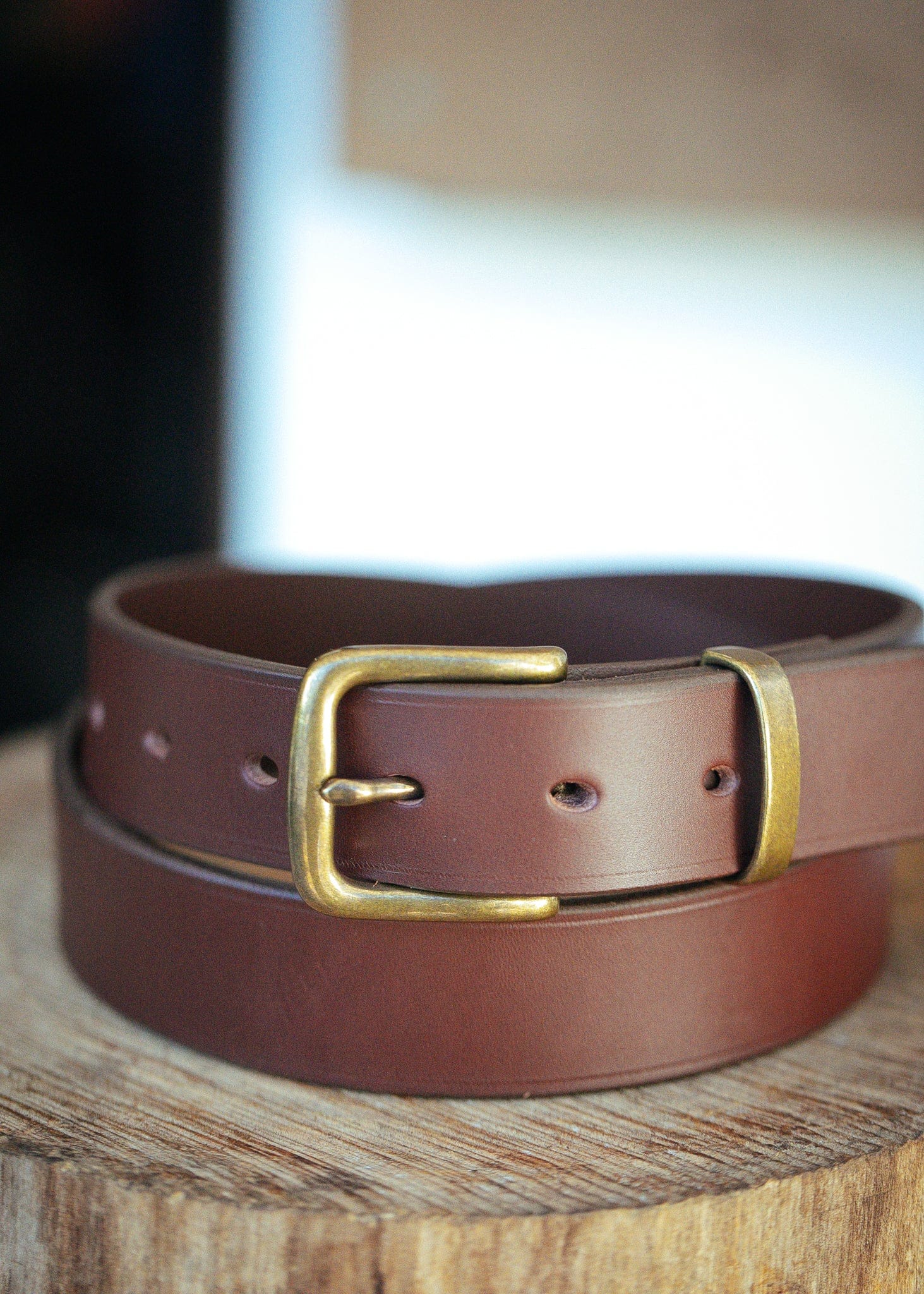 The Real McCaul Leathergoods Belts Plain 32mm Belt - Cognac Australian Made Australian Owned Solid Leather Men's Belt - Handmade in Australia - Brass Buckle