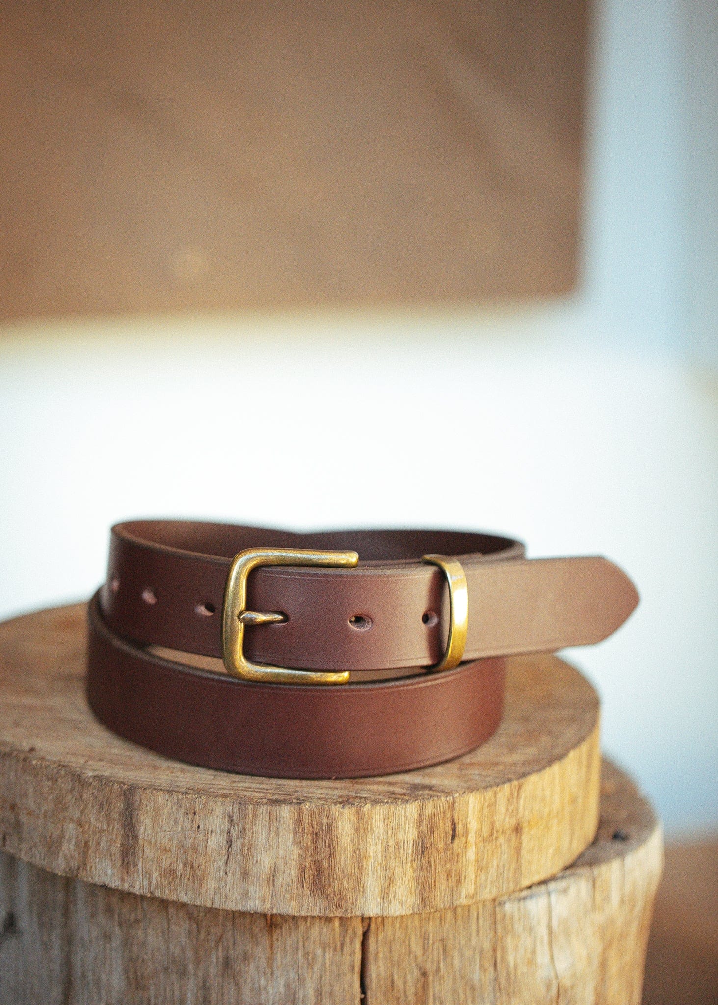 The Real McCaul Leathergoods Belts Plain 32mm Belt - Cognac Australian Made Australian Owned Solid Leather Men's Belt - Handmade in Australia - Brass Buckle