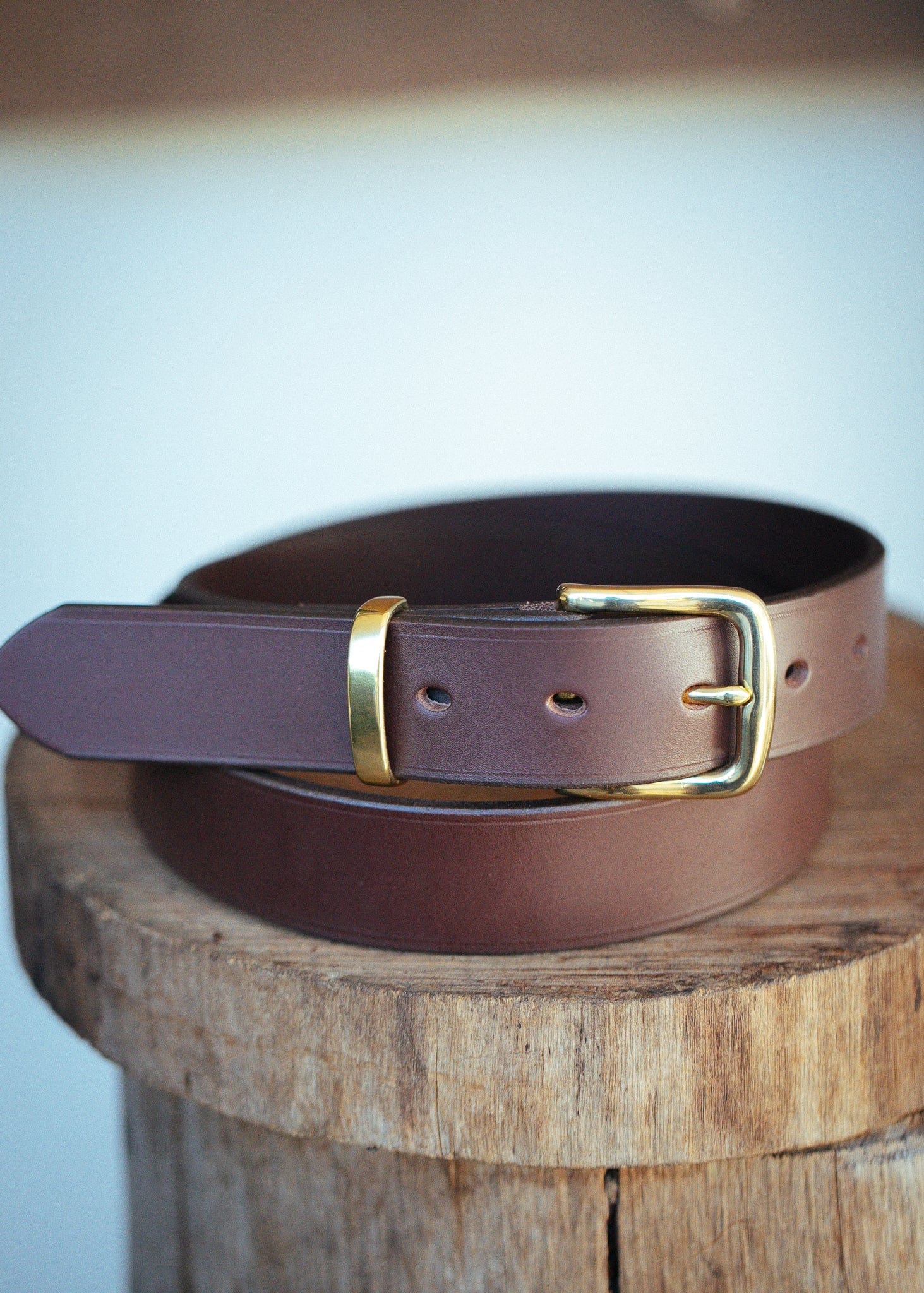 The Real McCaul Leathergoods Belts Plain 32mm Belt - Cognac Australian Made Australian Owned Solid Leather Men's Belt - Handmade in Australia - Brass Buckle