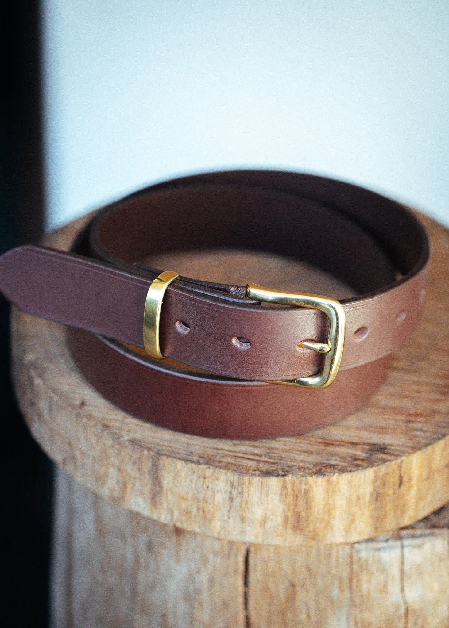 The Real McCaul Leathergoods Belts Plain 32mm Belt - Cognac Australian Made Australian Owned Solid Leather Men's Belt - Handmade in Australia - Brass Buckle