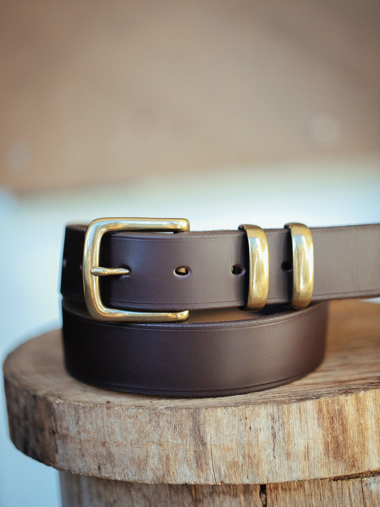 The Real McCaul Leathergoods Belts Plain 35mm Belt - Double Keeper - Dark Brown Australian Made Australian Owned Genuine Cowhide Leather Belt - Handmade in Australia