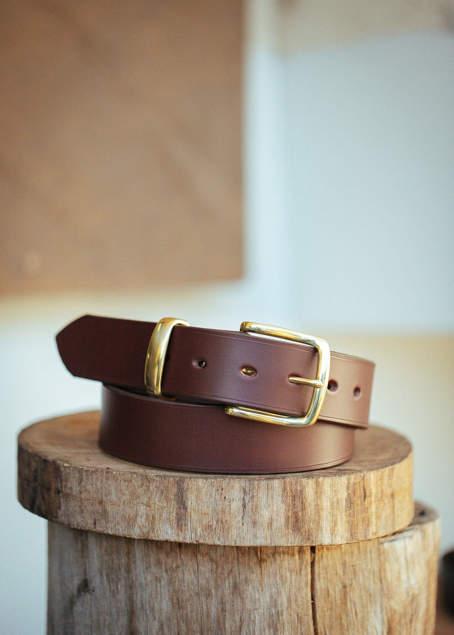 The Real McCaul Leathergoods Belts Plain 38mm Belt - Cognac Australian Made Australian Owned Solid Leather Men's Belt - Handmade in Australia - Black - Brass Buckle