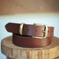 The Real McCaul Leathergoods Belts Plain 38mm Belt - Cognac Australian Made Australian Owned Solid Leather Men's Belt - Handmade in Australia - Black - Brass Buckle