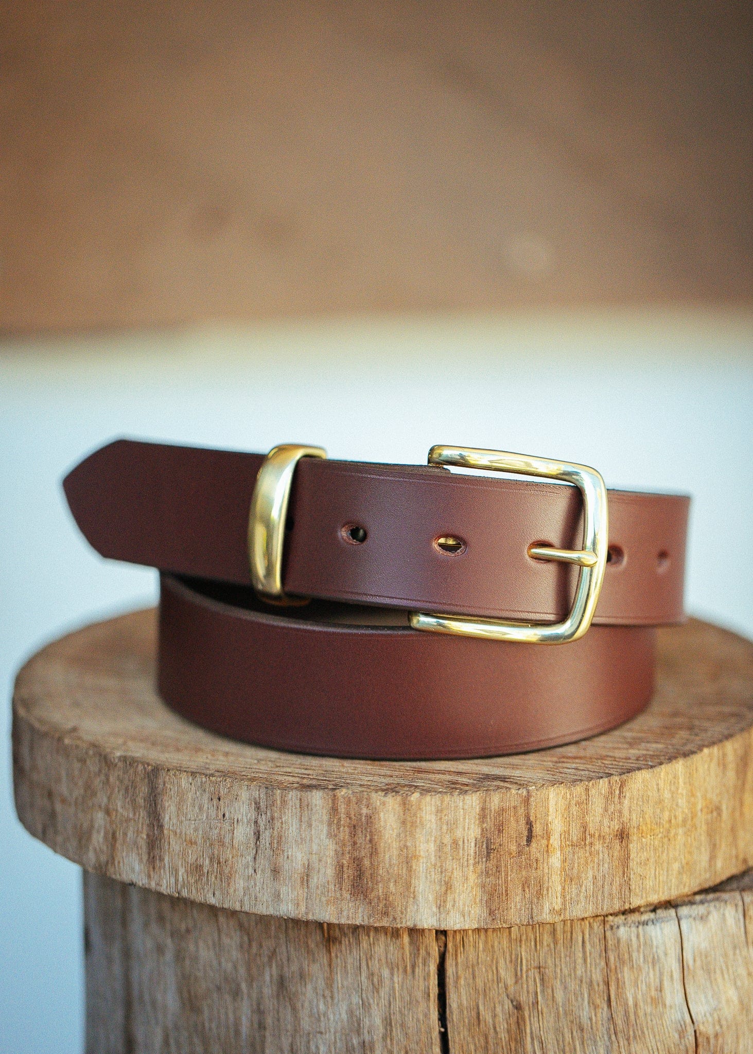 The Real McCaul Leathergoods Belts Plain 38mm Belt - Cognac Australian Made Australian Owned Solid Leather Men's Belt - Handmade in Australia - Black - Brass Buckle