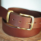 The Real McCaul Leathergoods Belts Plain 38mm Belt - Cognac Australian Made Australian Owned Solid Leather Men's Belt - Handmade in Australia - Black - Brass Buckle