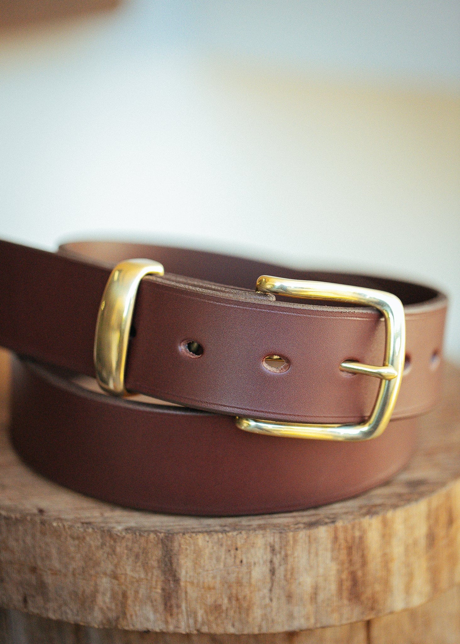 The Real McCaul Leathergoods Belts Plain 38mm Belt - Cognac Australian Made Australian Owned Solid Leather Men's Belt - Handmade in Australia - Black - Brass Buckle