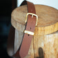 The Real McCaul Leathergoods Belts Plain 38mm Belt - Cognac Australian Made Australian Owned Solid Leather Men's Belt - Handmade in Australia - Black - Brass Buckle