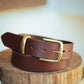 The Real McCaul Leathergoods Belts Plain 38mm Belt - Cognac Australian Made Australian Owned Solid Leather Men's Belt - Handmade in Australia - Black - Brass Buckle