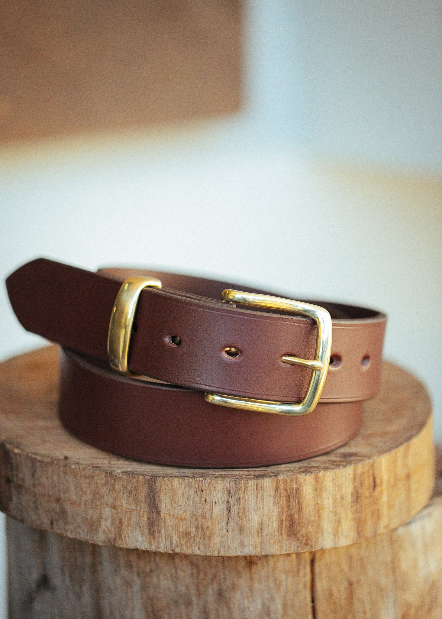 The Real McCaul Leathergoods Belts Plain 38mm Belt - Cognac Australian Made Australian Owned Solid Leather Men's Belt - Handmade in Australia - Black - Brass Buckle