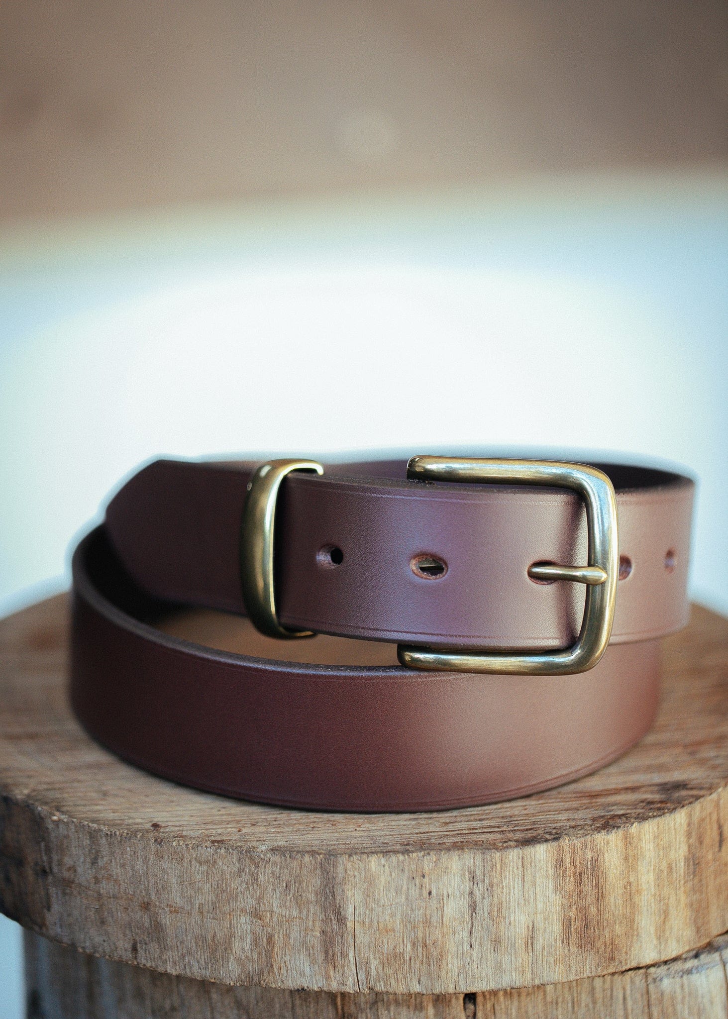 The Real McCaul Leathergoods Belts Plain 38mm Belt - Cognac Australian Made Australian Owned Solid Leather Men's Belt - Handmade in Australia - Black - Brass Buckle