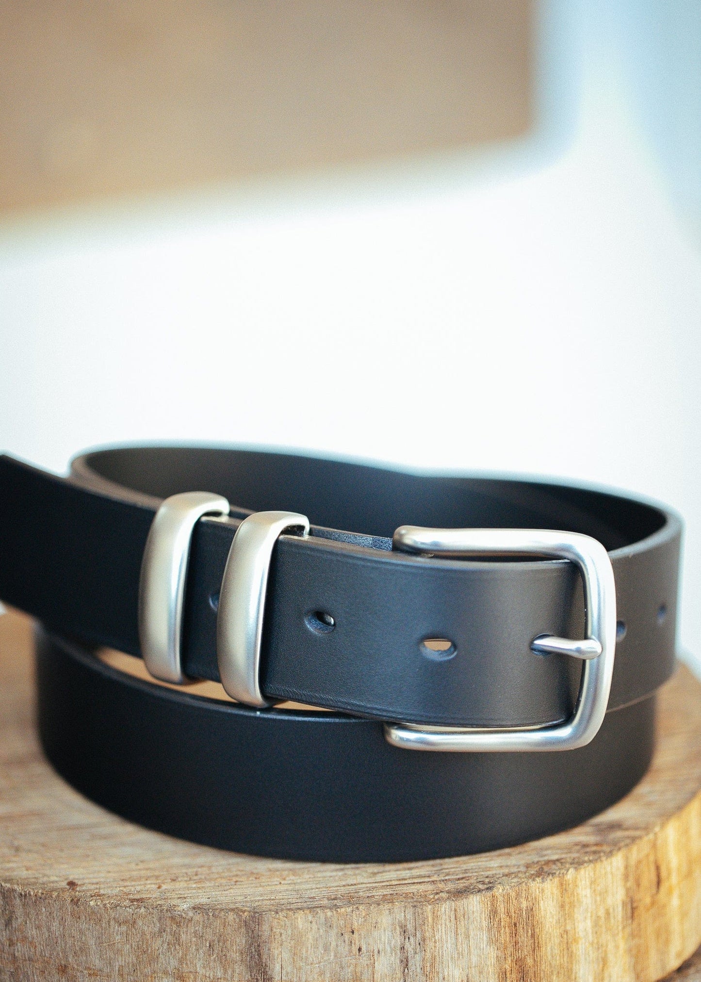 The Real McCaul Leathergoods Belts Plain 38mm Belt - Double Keeper - Black Australian Made Australian Owned Genuine Solid Cowhide Leather Belt - Handmade in Australia