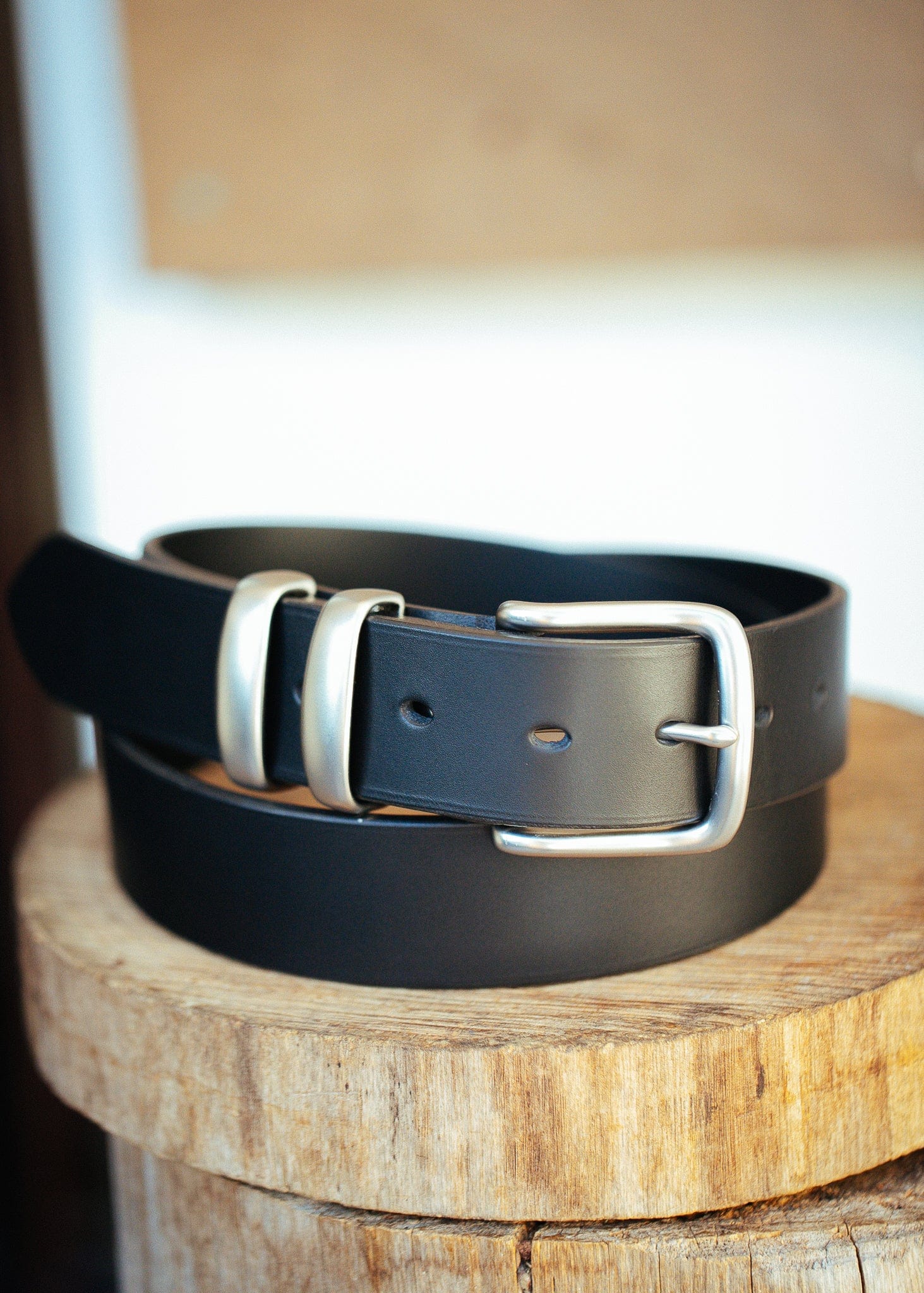 The Real McCaul Leathergoods Belts Plain 38mm Belt - Double Keeper - Black Australian Made Australian Owned Genuine Solid Cowhide Leather Belt - Handmade in Australia