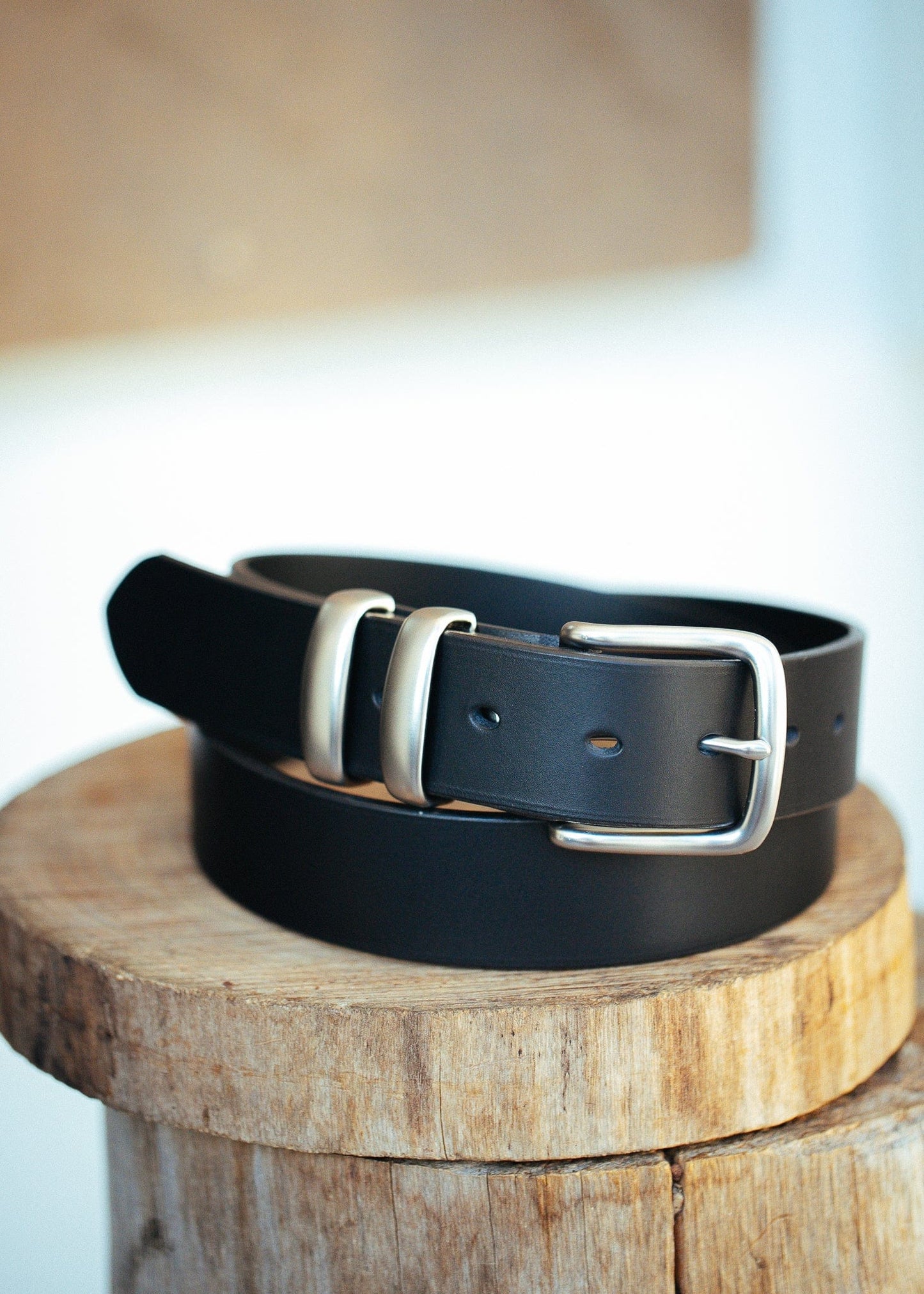 The Real McCaul Leathergoods Belts Plain 38mm Belt - Double Keeper - Black Australian Made Australian Owned Genuine Solid Cowhide Leather Belt - Handmade in Australia