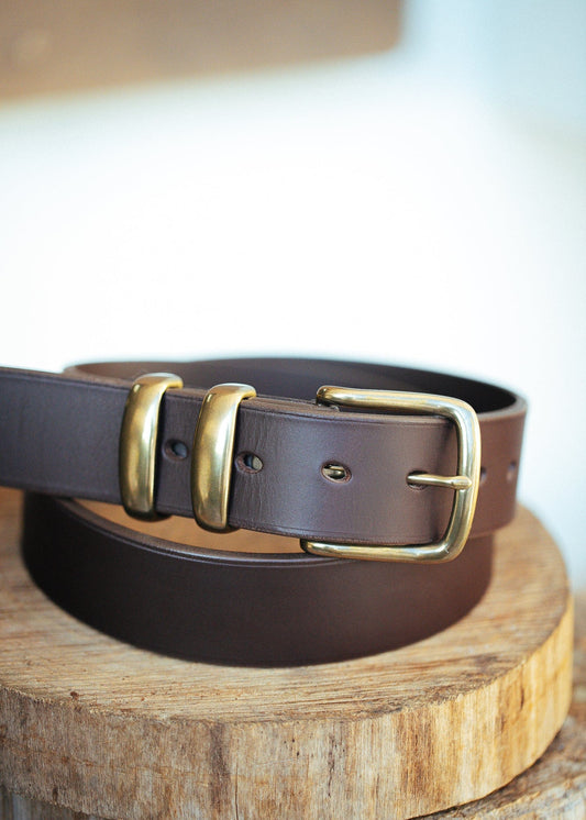 The Real McCaul Leathergoods Belts Plain 38mm Belt - Double Keeper - Dark Brown Australian Made Australian Owned Genuine Cowhide Leather Belt - Handmade in Australia