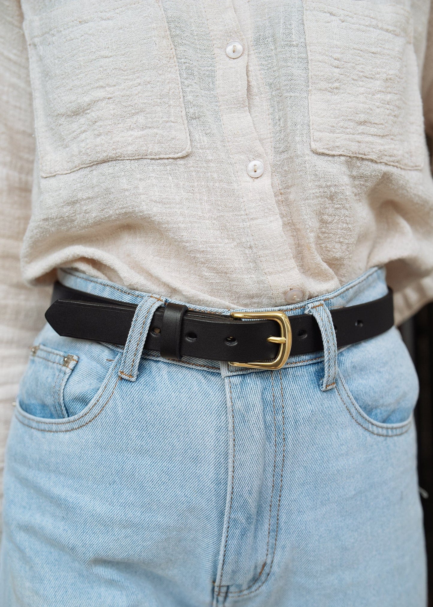 The Real McCaul Leathergoods Belts Plain Narrow 25mm Belt - Black Australian Made Australian Owned Australian Made 25mm Narrow Leather Belt - Tan