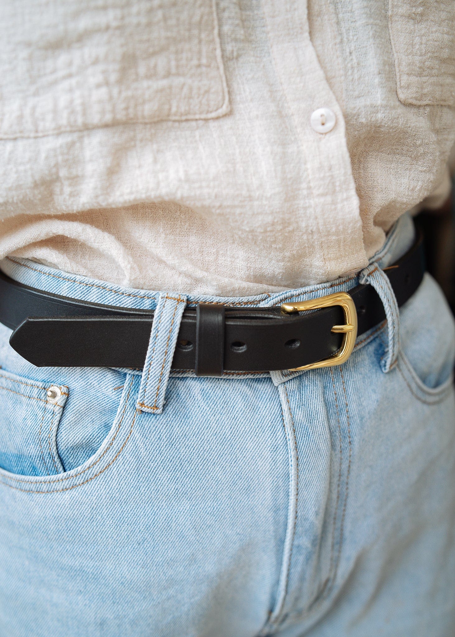 The Real McCaul Leathergoods Belts Plain Narrow 25mm Belt - Black Australian Made Australian Owned Australian Made 25mm Narrow Leather Belt - Tan