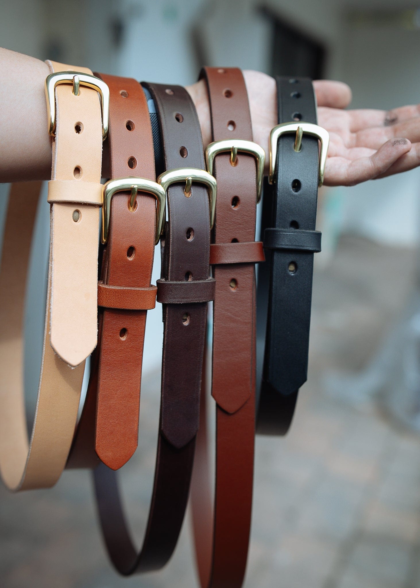 The Real McCaul Leathergoods Belts Plain Narrow 25mm Belt - Black Australian Made Australian Owned Australian Made 25mm Narrow Leather Belt - Tan