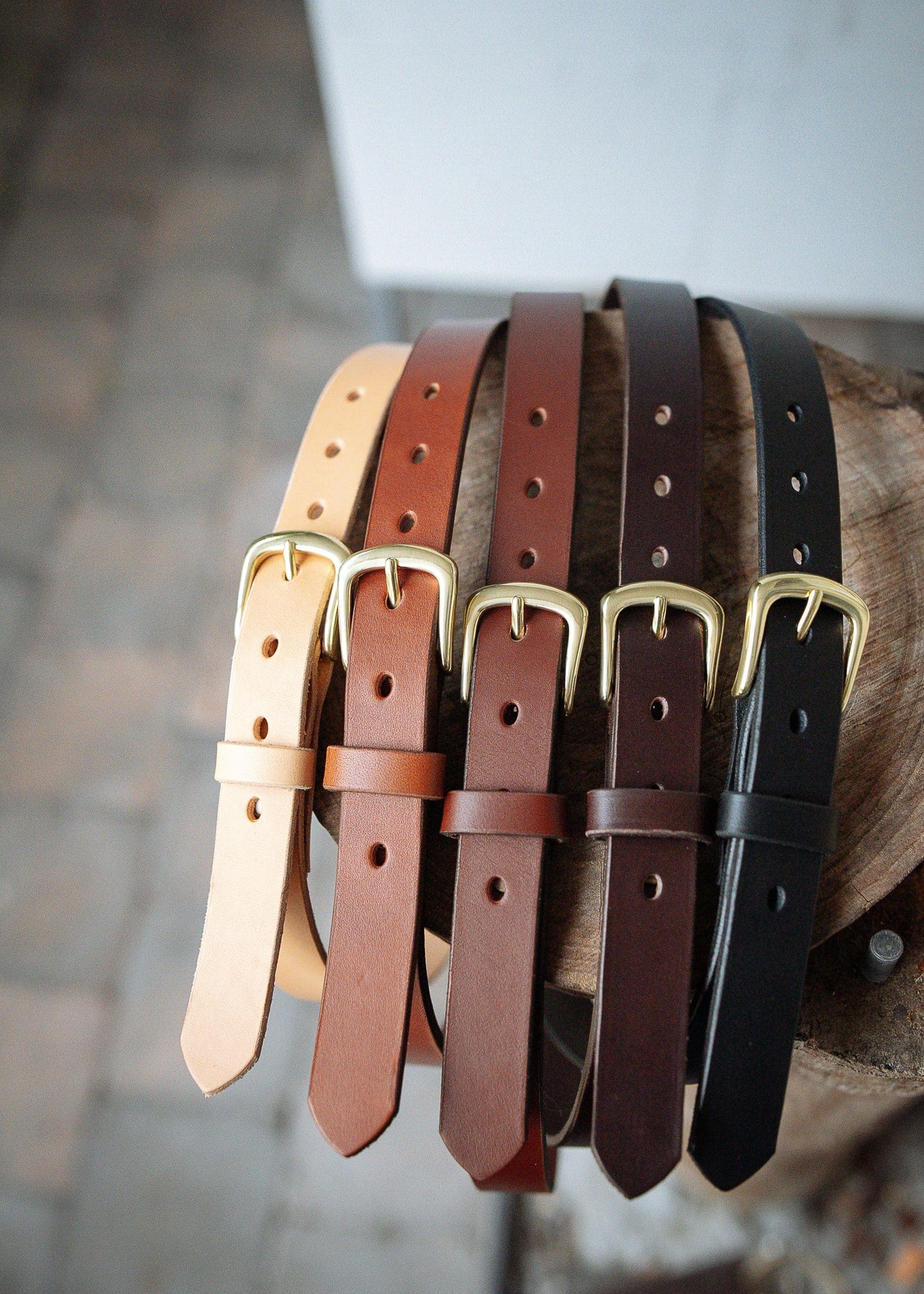 The Real McCaul Leathergoods Belts Plain Narrow 25mm Belt - Black Australian Made Australian Owned Australian Made 25mm Narrow Leather Belt - Tan