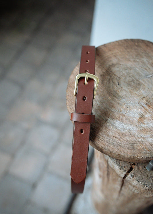 The Real McCaul Leathergoods Belts Plain Narrow 25mm Belt - Cognac Australian Made Australian Owned Australian Made 25mm Narrow Leather Belt - Tan