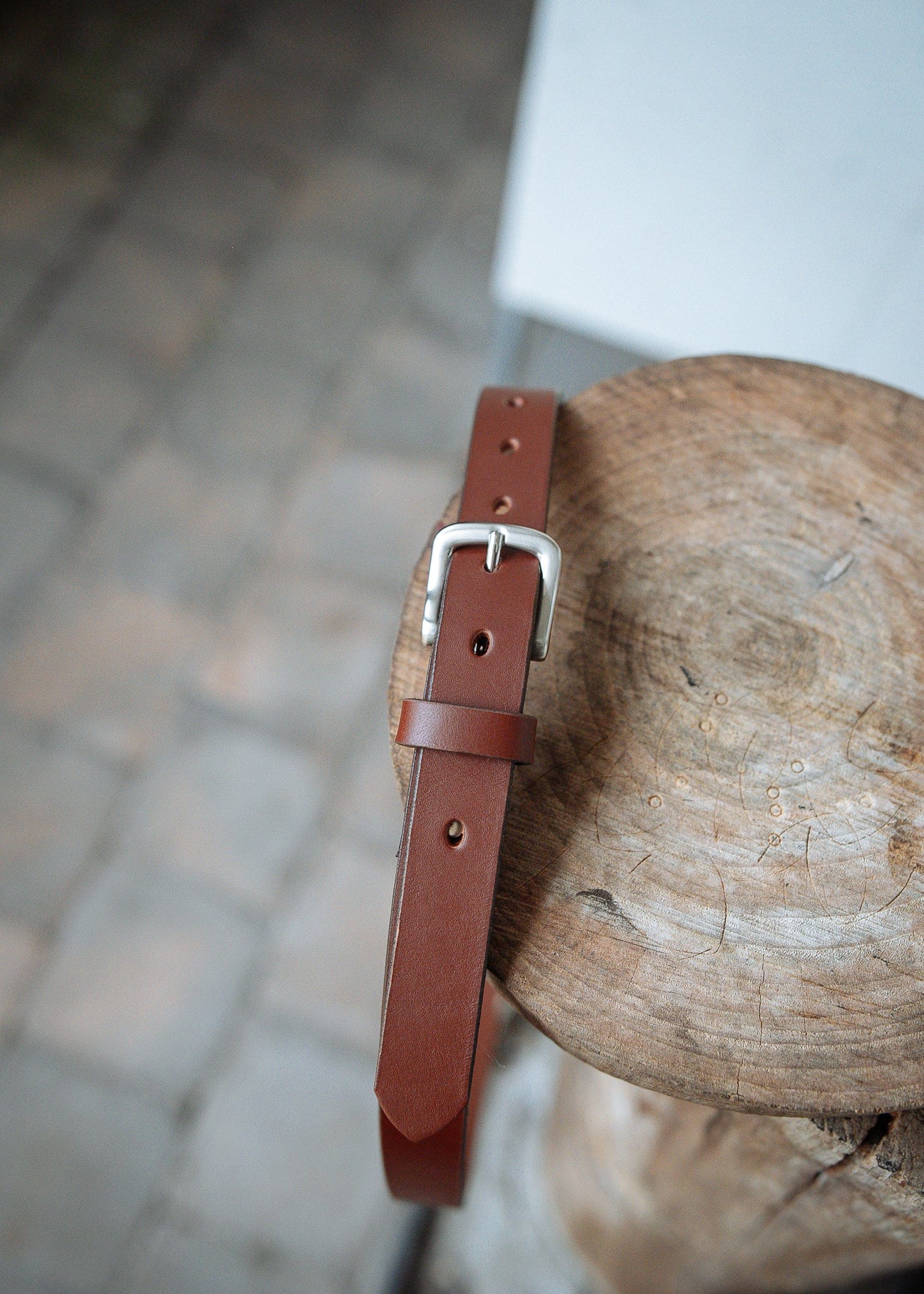 The Real McCaul Leathergoods Belts Plain Narrow 25mm Belt - Cognac Australian Made Australian Owned Australian Made 25mm Narrow Leather Belt - Tan