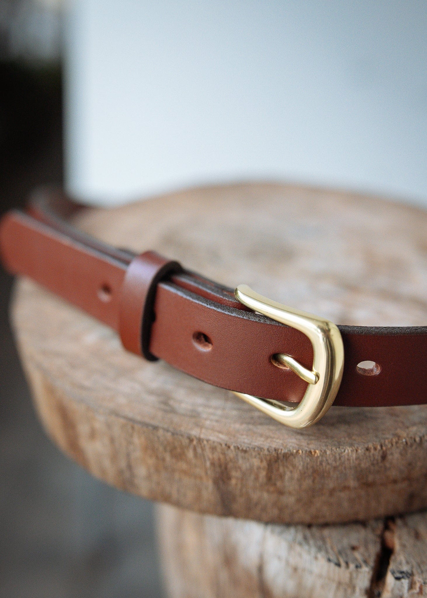 The Real McCaul Leathergoods Belts Plain Narrow 25mm Belt - Cognac Australian Made Australian Owned Australian Made 25mm Narrow Leather Belt - Tan