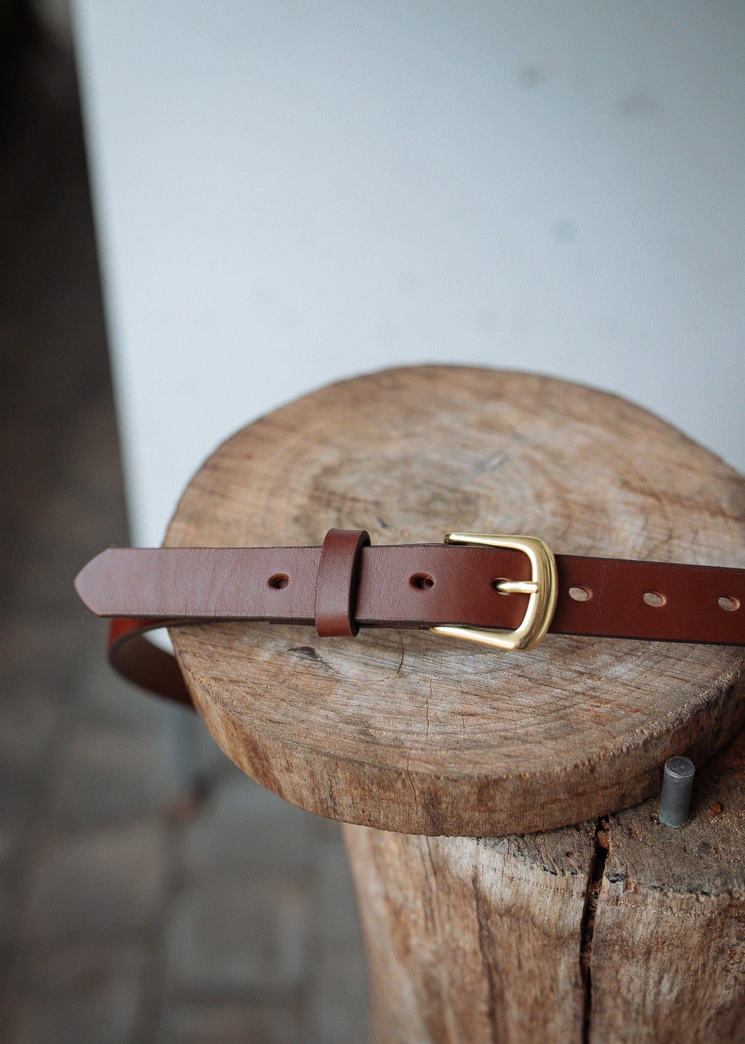 The Real McCaul Leathergoods Belts Plain Narrow 25mm Belt - Cognac Australian Made Australian Owned Australian Made 25mm Narrow Leather Belt - Tan