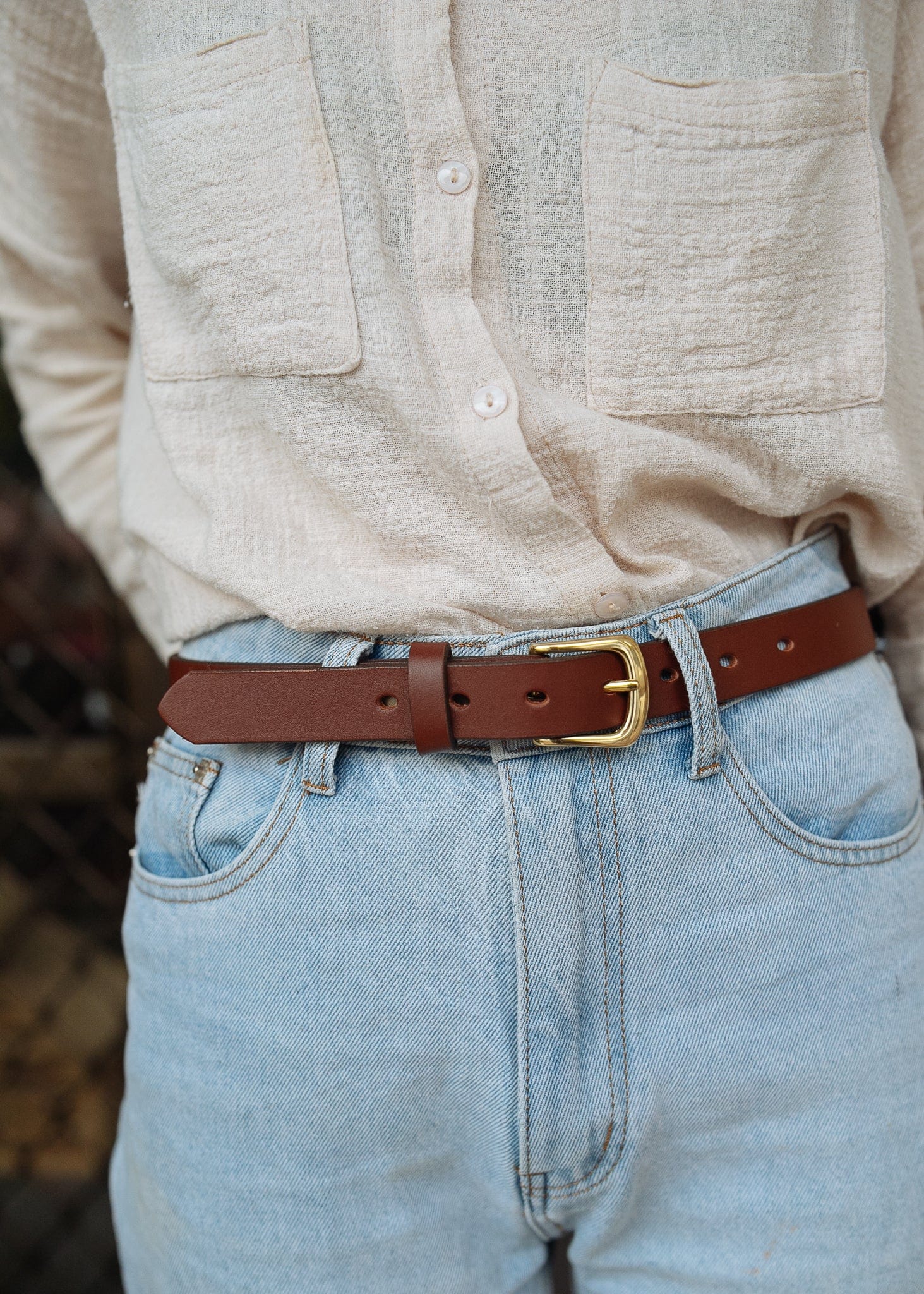 The Real McCaul Leathergoods Belts Plain Narrow 25mm Belt - Cognac Australian Made Australian Owned Australian Made 25mm Narrow Leather Belt - Tan
