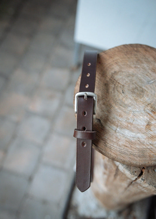 The Real McCaul Leathergoods Belts Plain Narrow 25mm Belt - Dark Brown Australian Made Australian Owned Australian Made 25mm Narrow Leather Belt - Tan