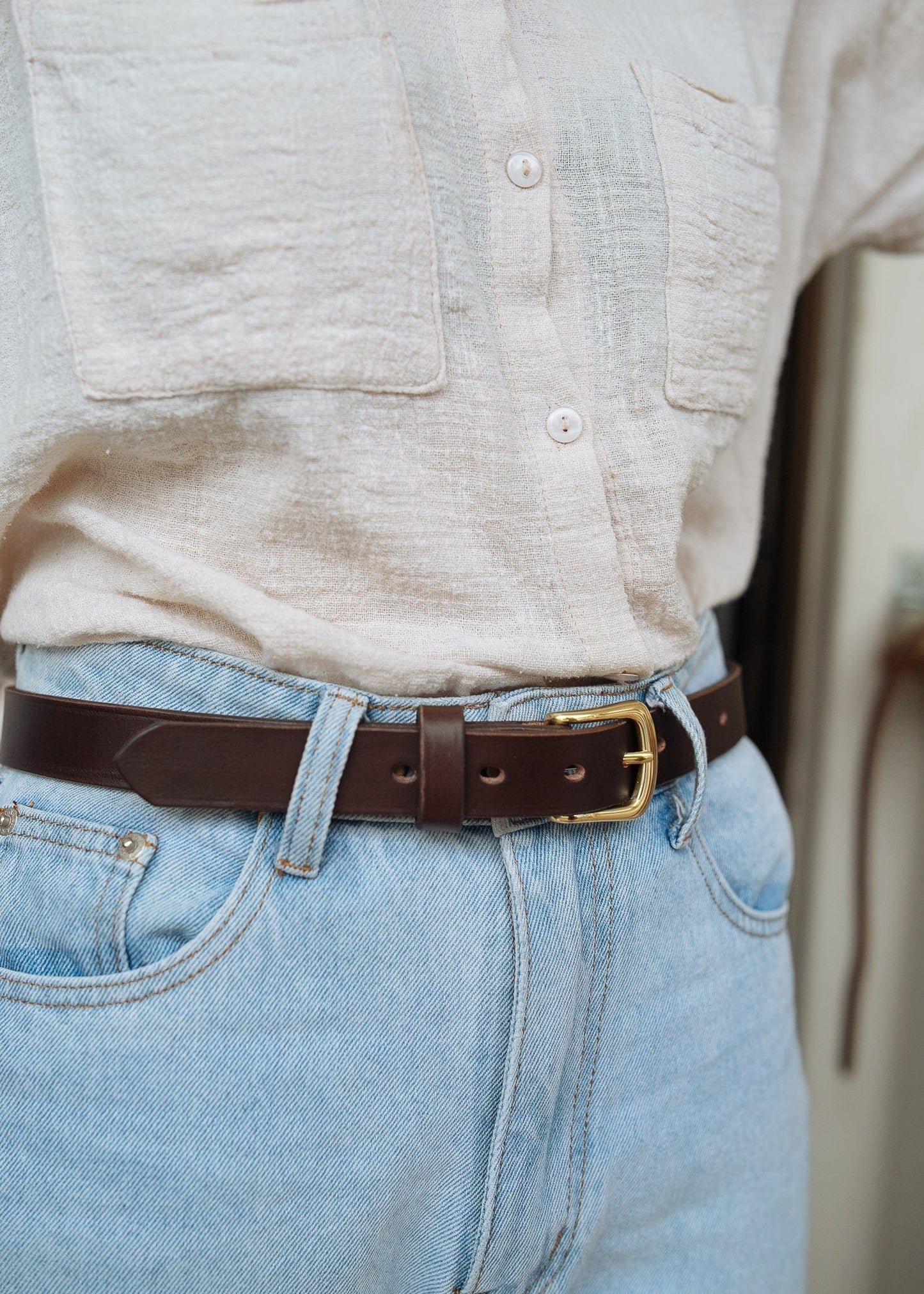 The Real McCaul Leathergoods Belts Plain Narrow 25mm Belt - Dark Brown Australian Made Australian Owned Australian Made 25mm Narrow Leather Belt - Tan