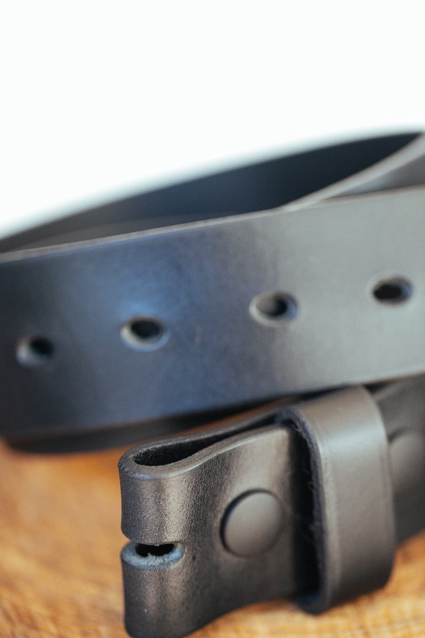 The Real McCaul Leathergoods Belts Press Stud Clip Belt 38mm- Black Australian Made Australian Owned Solid Leather Men's Belt - Handmade in Australia - Black - Brass Buckle