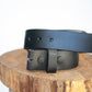 The Real McCaul Leathergoods Belts Press Stud Clip Belt 38mm- Black Australian Made Australian Owned Solid Leather Men's Belt - Handmade in Australia - Black - Brass Buckle